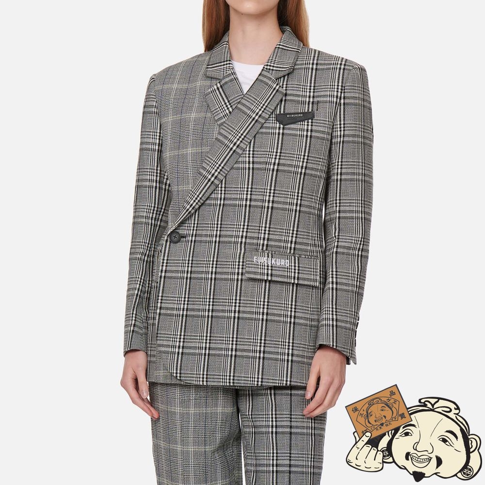 Women Evisu MIXED PLAID WRAPPED BLAZER CHECK | 208LDIXFN