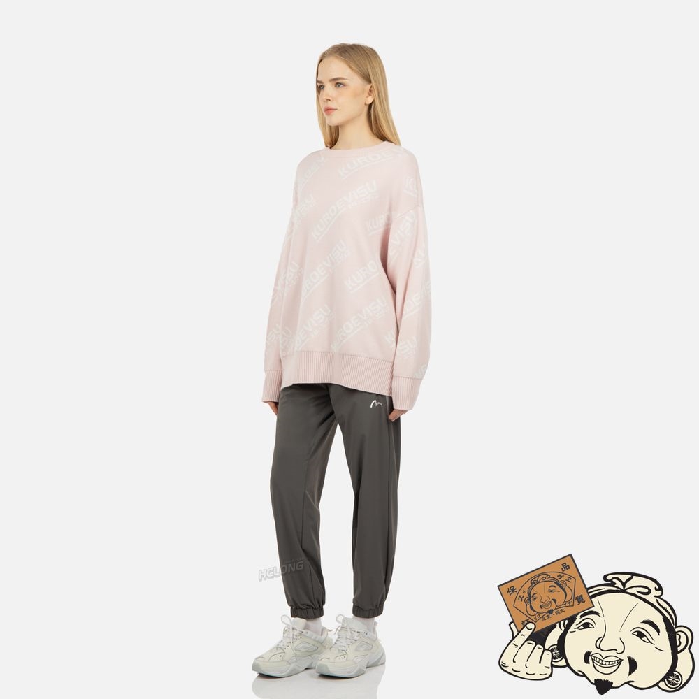 Women Evisu MONOGRAM INTARSIA TURTLE NECK SWEATER Rose | 038OBIPMN