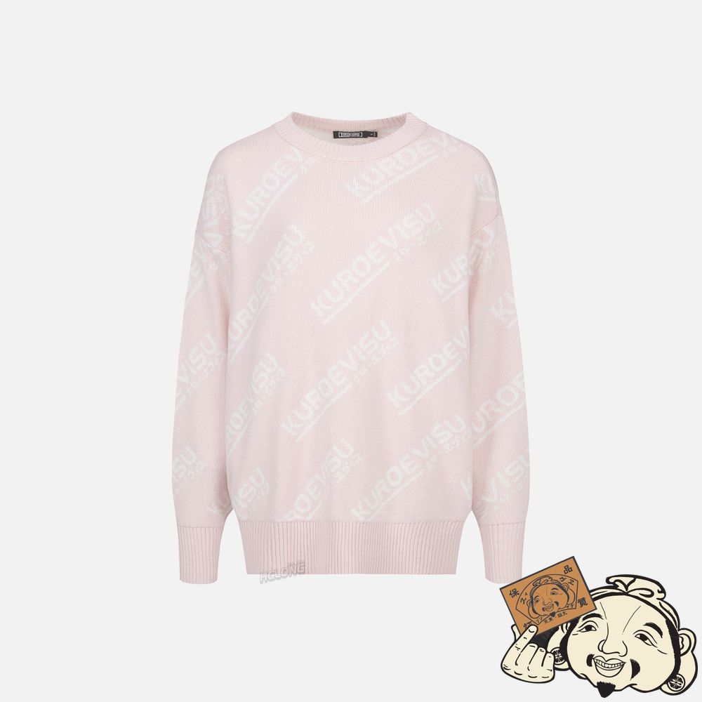 Women Evisu MONOGRAM INTARSIA TURTLE NECK SWEATER Rose | 038OBIPMN