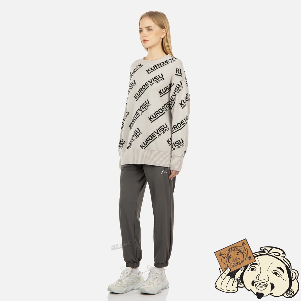 Women Evisu MONOGRAM INTARSIA TURTLE NECK SWEATER Blanche | 693YUHNCK