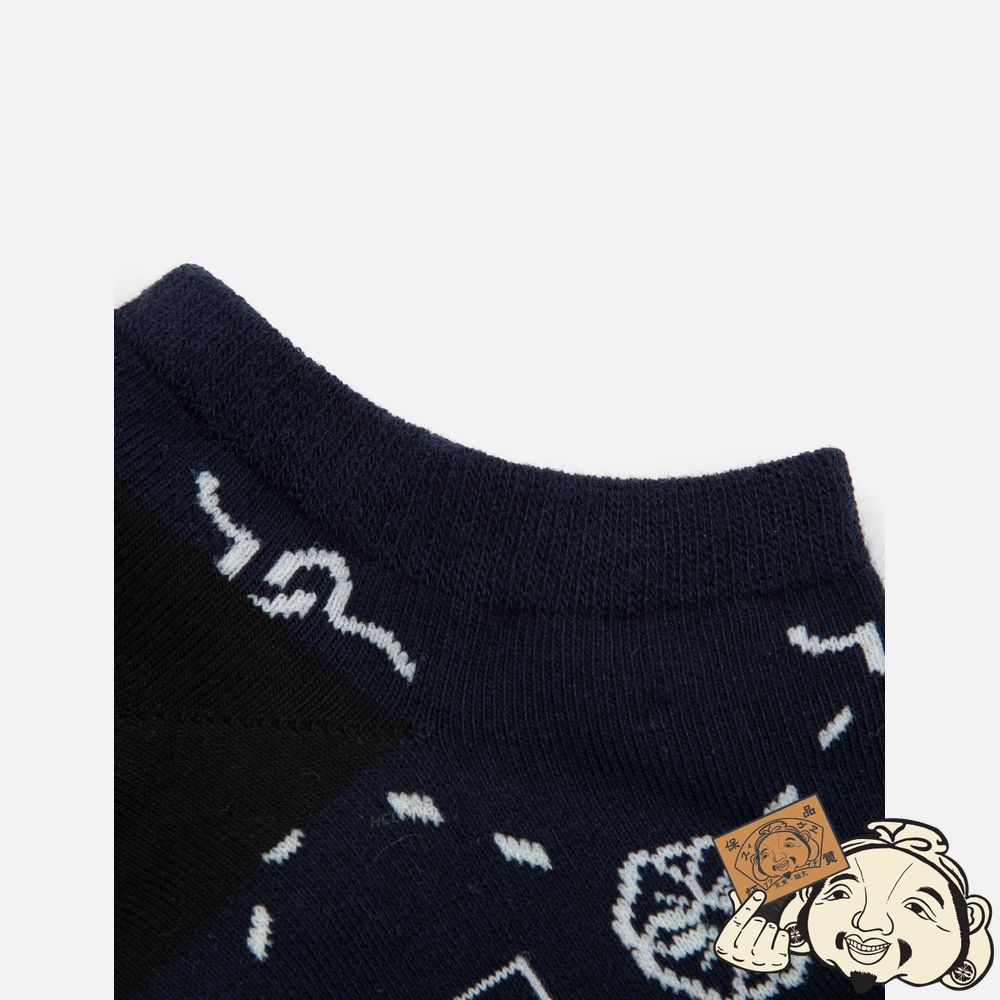 Women Evisu MONOGRAM JACQUARD NO-SHOW SOCKS Noir | 592LGJYQB