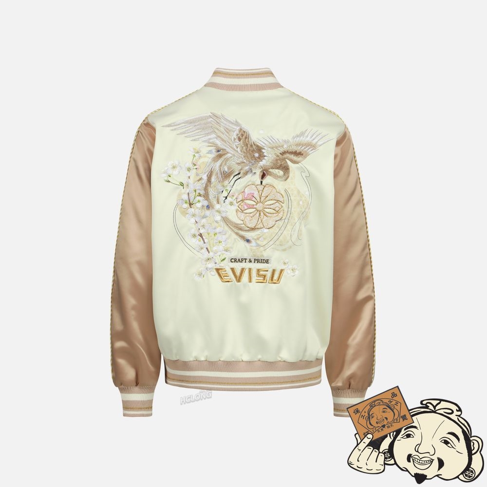 Women Evisu PEACOCK EMBROIDERY AND BROCADE KAMON APPLIQUÉ SOUVENIR JACKET MULTIPLE | 754UBQPOE