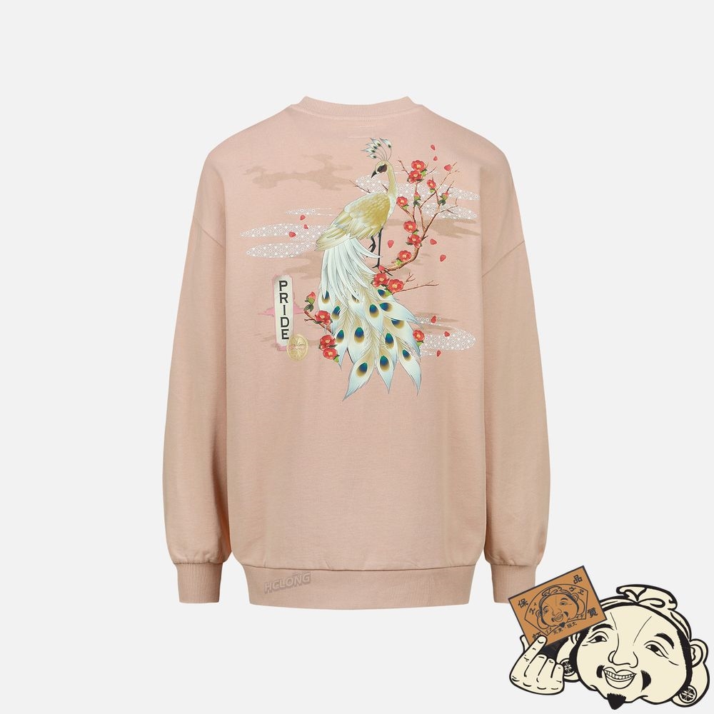 Women Evisu Peacock and Tsubaki Print Sweatshirt CLAY | 142YPXWLI