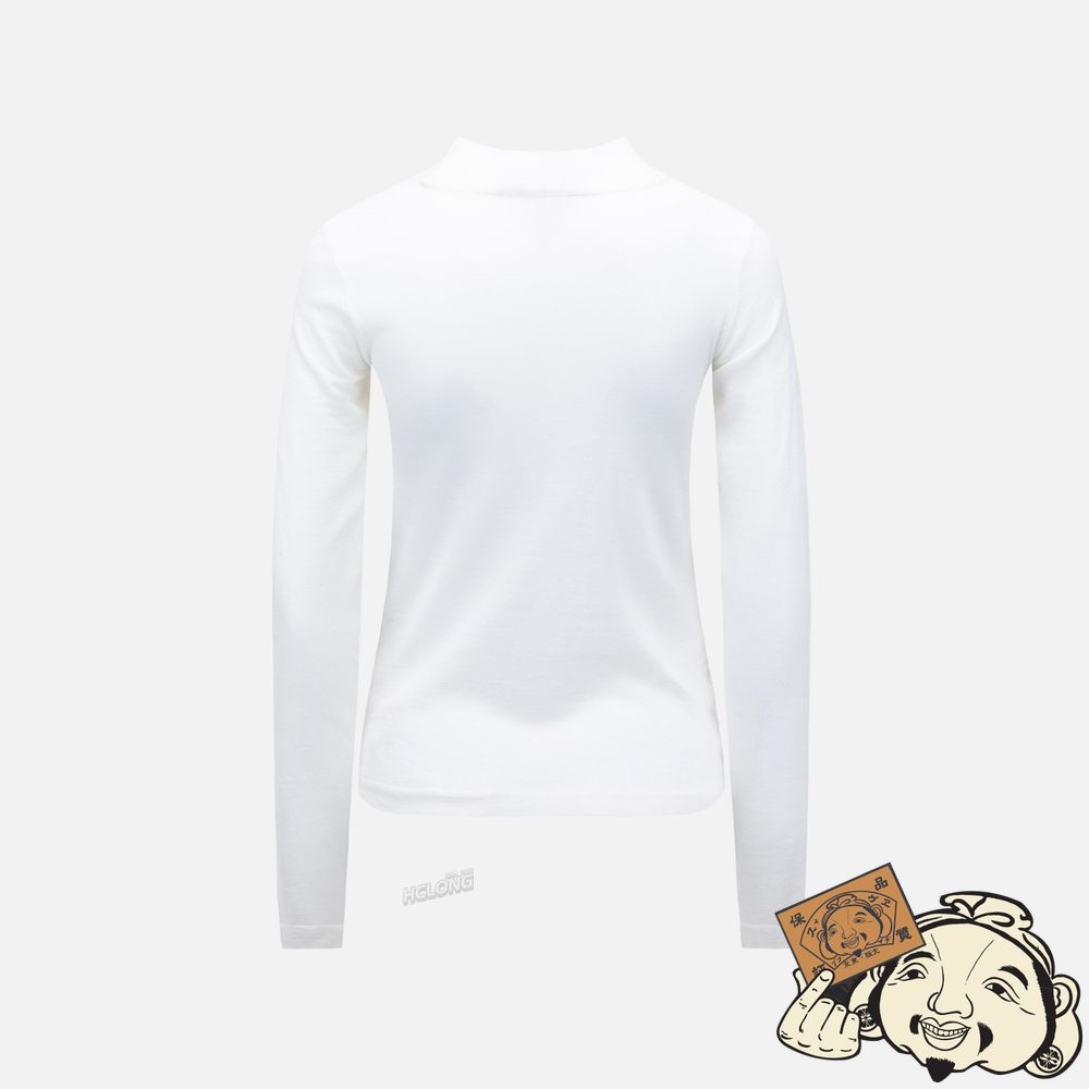 Women Evisu RUCHED FRONT HIGH NECK KNIT TOP Blanche | 937MTEIXA