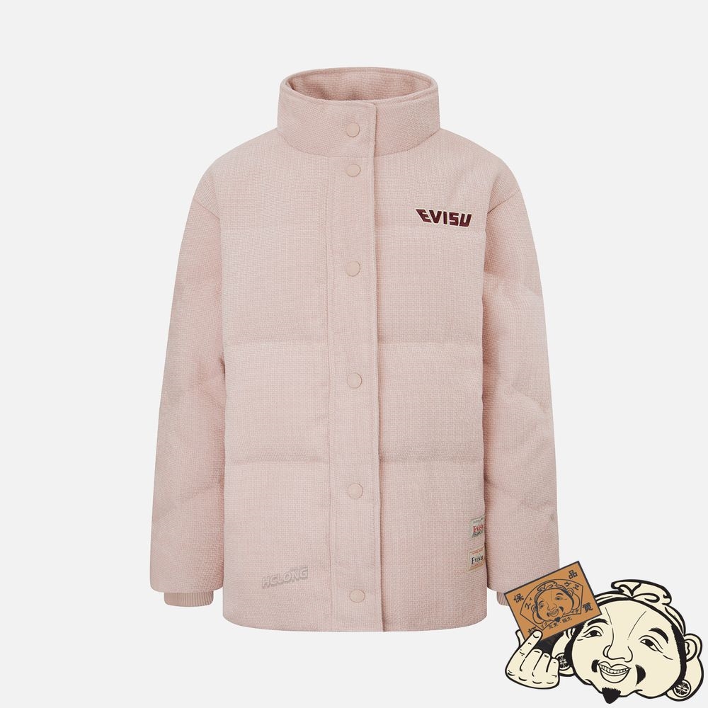 Women Evisu SEAGULL APPLIQUÉ CORDUROY DOWN JACKET Rose | 432VFRGYI