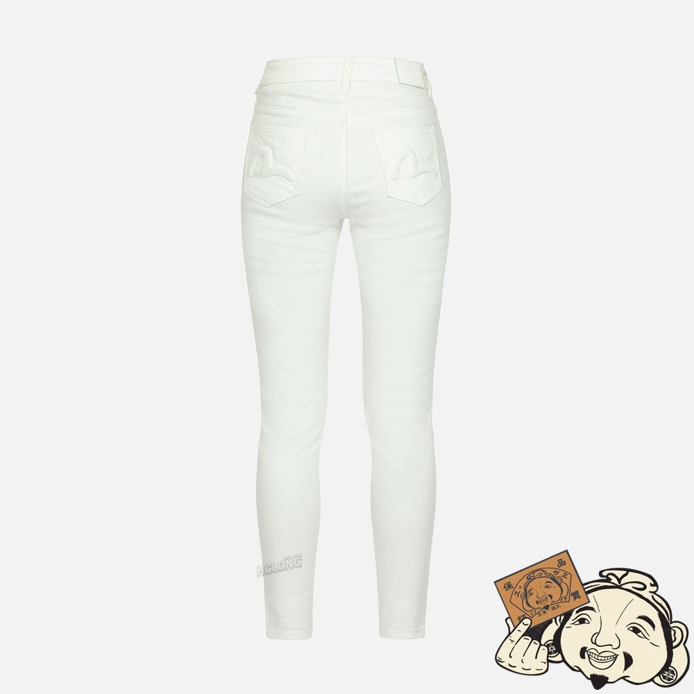 Women Evisu SEAGULL EMBOSSED SKINNY JEANS Blanche | 825BUEXNZ