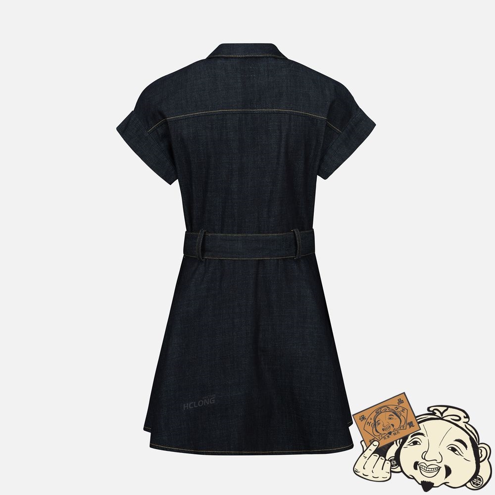 Women Evisu SEAGULL EMBROIDERY DENIM SHIRT DRESS Indigo | 146YRXVEL