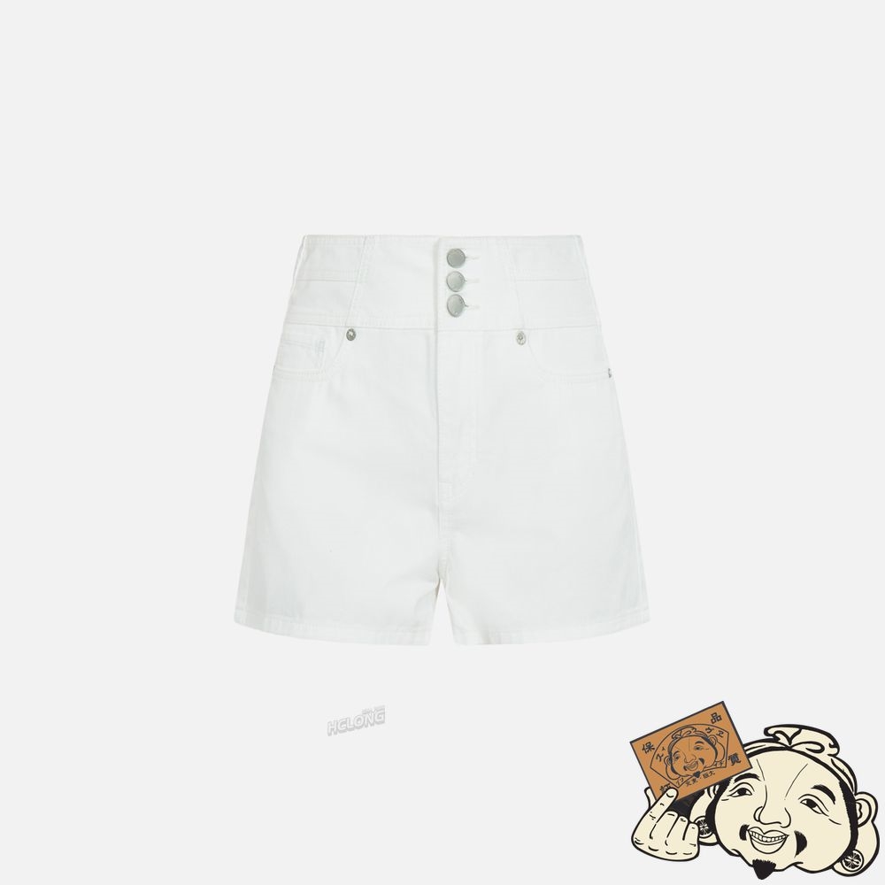 Women Evisu SEAGULL EMBROIDERY DENIM SHORTS Blanche | 384KMLIGN