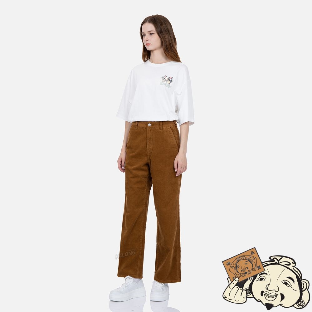 Women Evisu SEAGULL EMBROIDERY STRAIGHT-FIT CORDUROY TROUSERS Beige | 359WYACXF