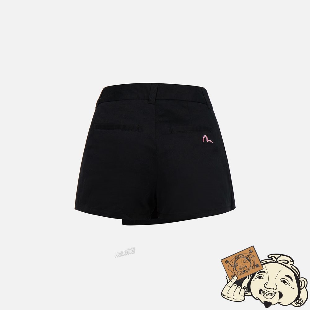 Women Evisu SEAGULL EMBROIDERY WOVEN SKORT Noir | 159OZPRLT