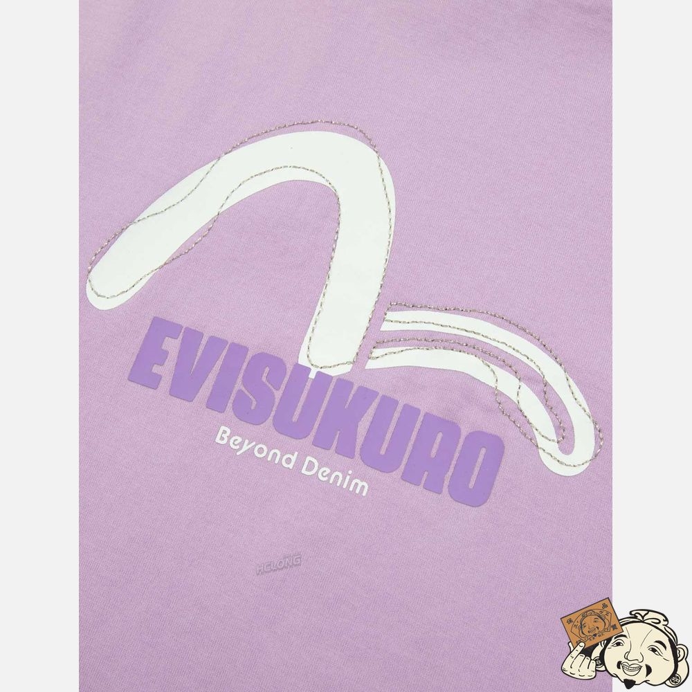 Women Evisu SEAGULL PRINT AND STITCHING T-SHIRT Violette Clair | 429TXBAJO