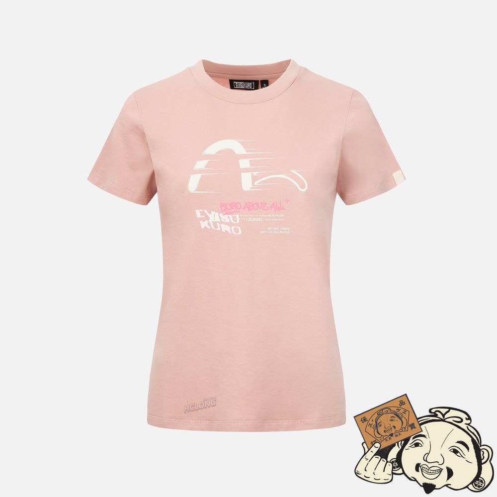 Women Evisu SEAGULL PRINT T-SHIRT Rose | 728DHLJAV