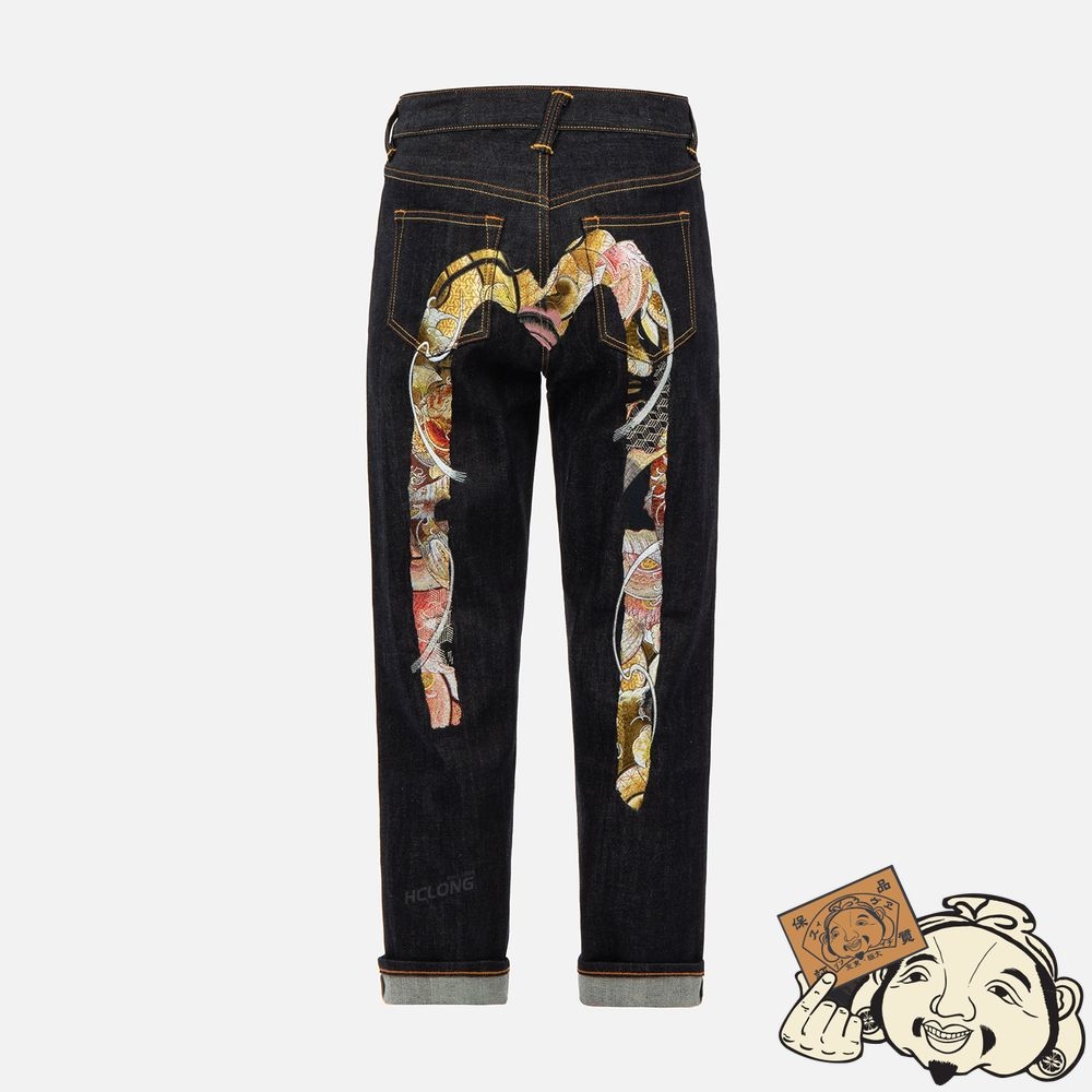 Women Evisu TATTOO KOI PATTERN BRUSHSTROKE DAICOCK EMBROIDERY RELAX-FIT JEANS Indigo | 580UMDHOE