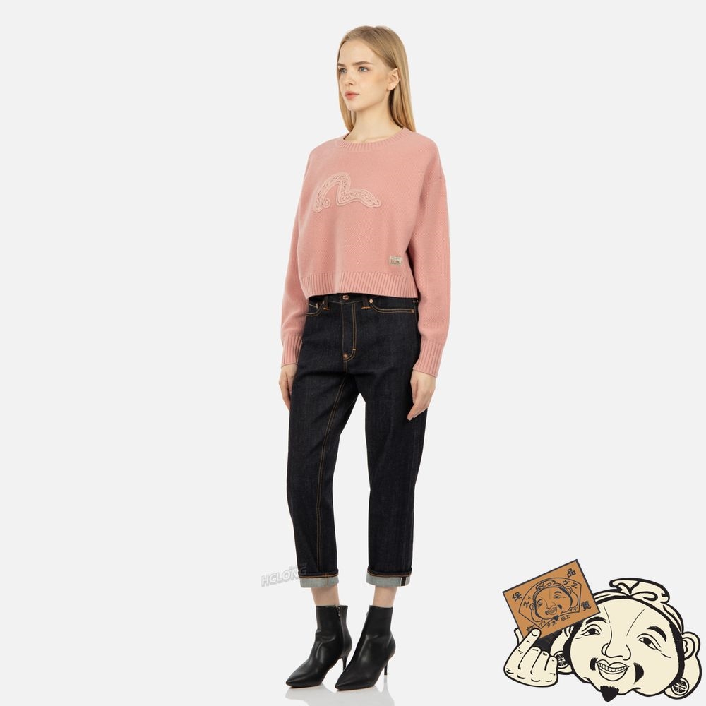 Women Evisu Texture Seagull Tricoté Pull Rose | 438PROIWS