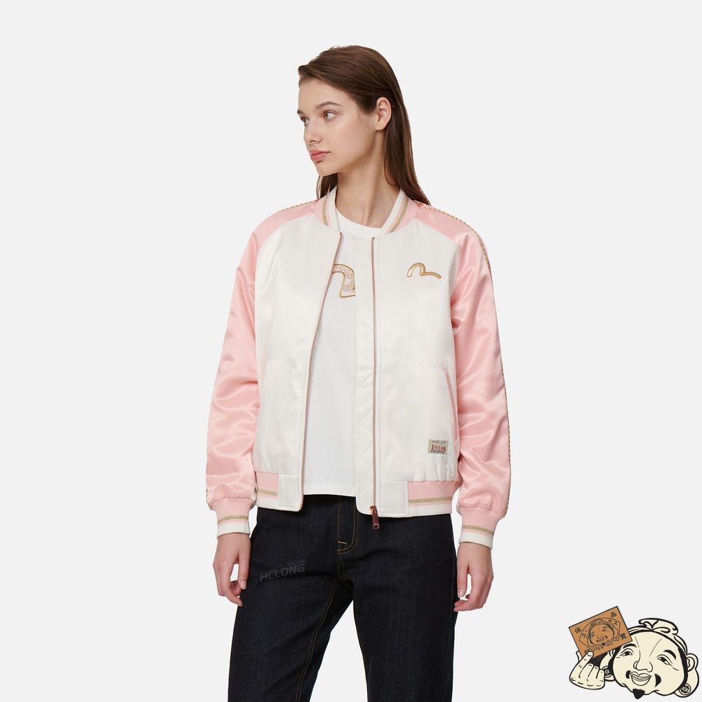 Women Evisu “KOI PLAYING IN THE WAVES” AND KAMON EMBROIDERY SOUVENIR JACKET Rose | 436TGEACS